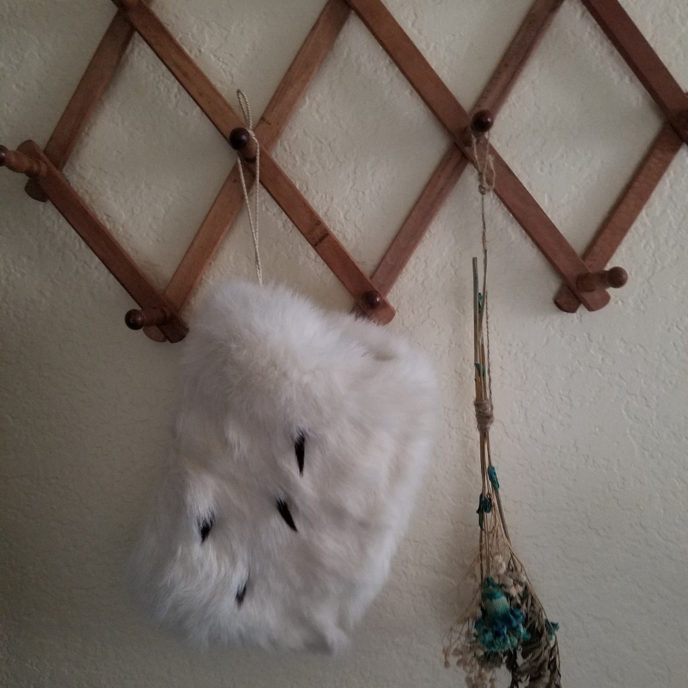 Vintage white fur muff